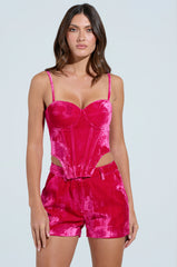 PRETTY IN PINK VELVET CORSET