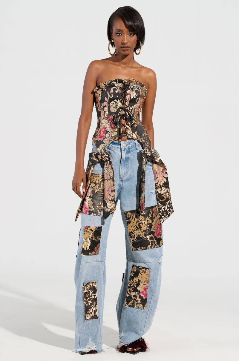 QUEENDOM BROCADE CORSET TOP