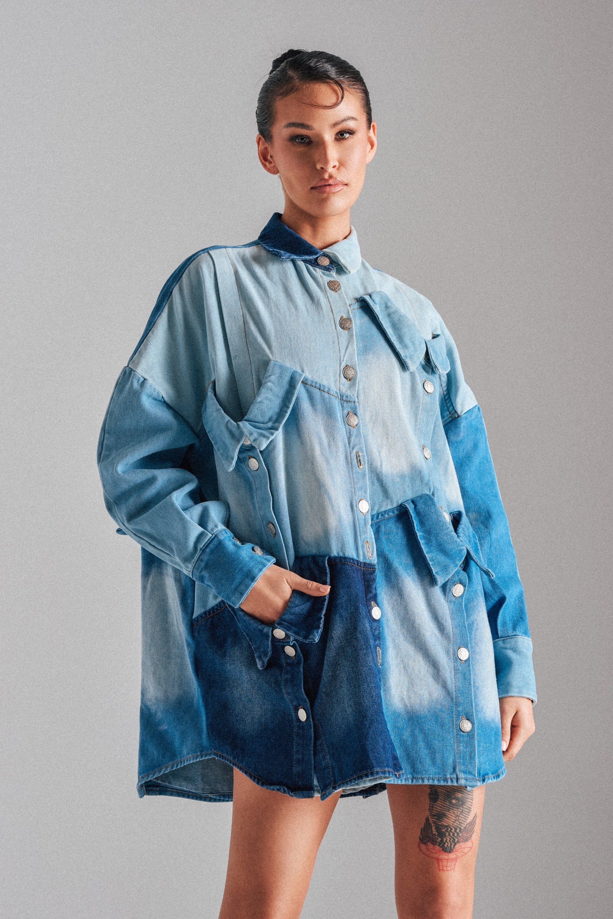 MONDAY BLUES DENIM MINI DRESS