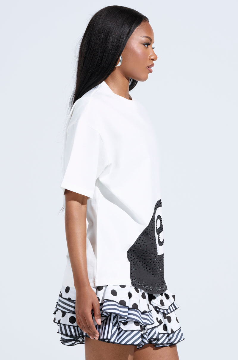 8BALL RHINESTONE OVERSIZED TEE