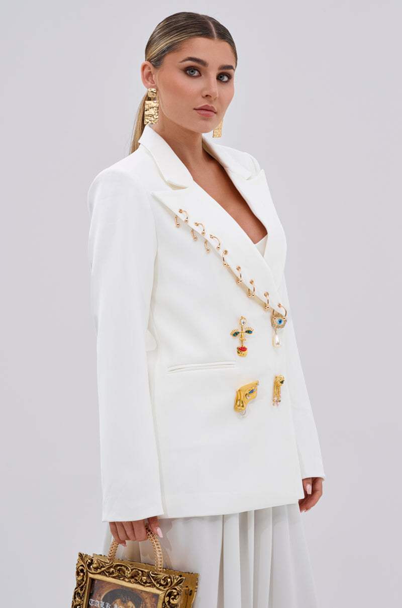 EYE GOT MY EYES ON YOU PIN DETAIL TAILORED BLAZER