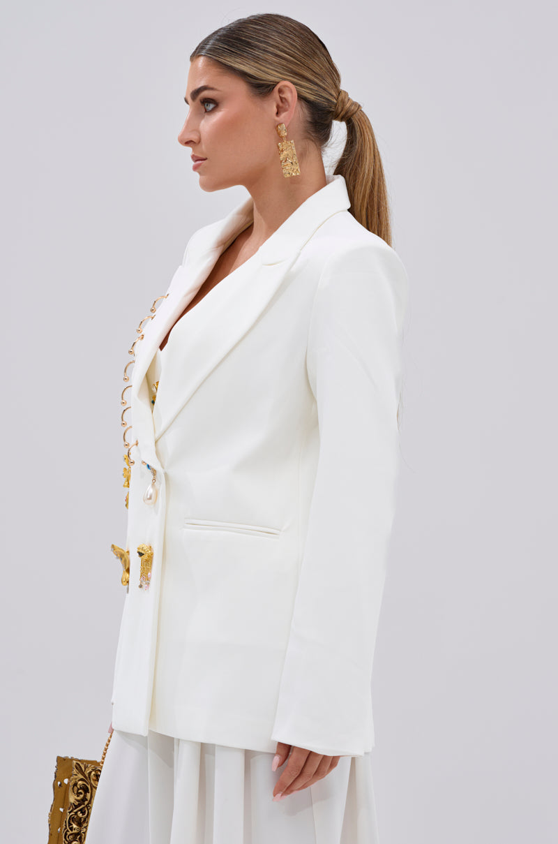EYE GOT MY EYES ON YOU PIN DETAIL TAILORED BLAZER