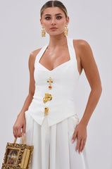 EYE GOT MY EYES ON YOU PIN DETAIL CORSET TOP