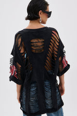BYE GIRL OVERSIZED DISTRESSED TEE