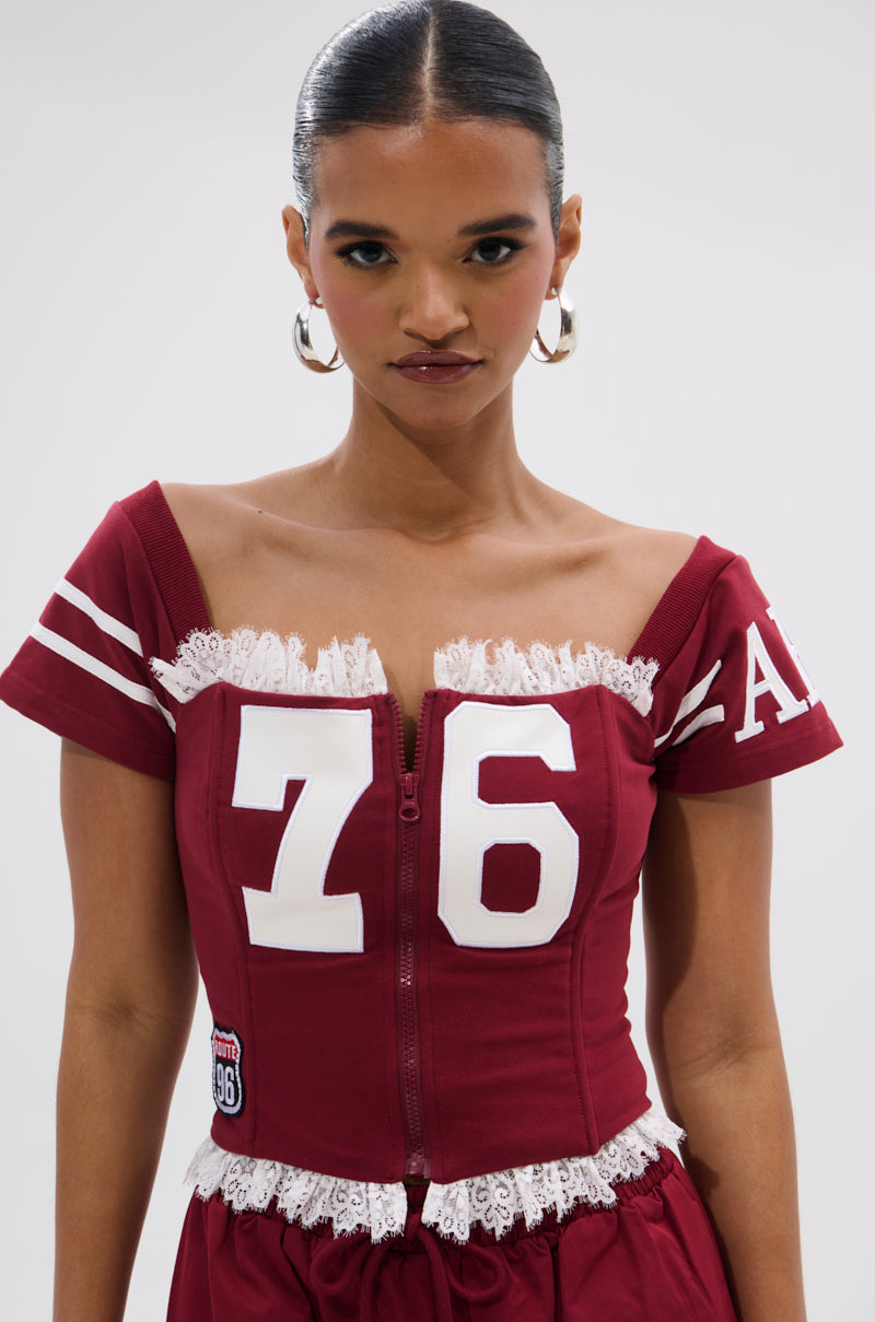 PLAY TIME IS OVER FRONT ZIP CORSET TOP