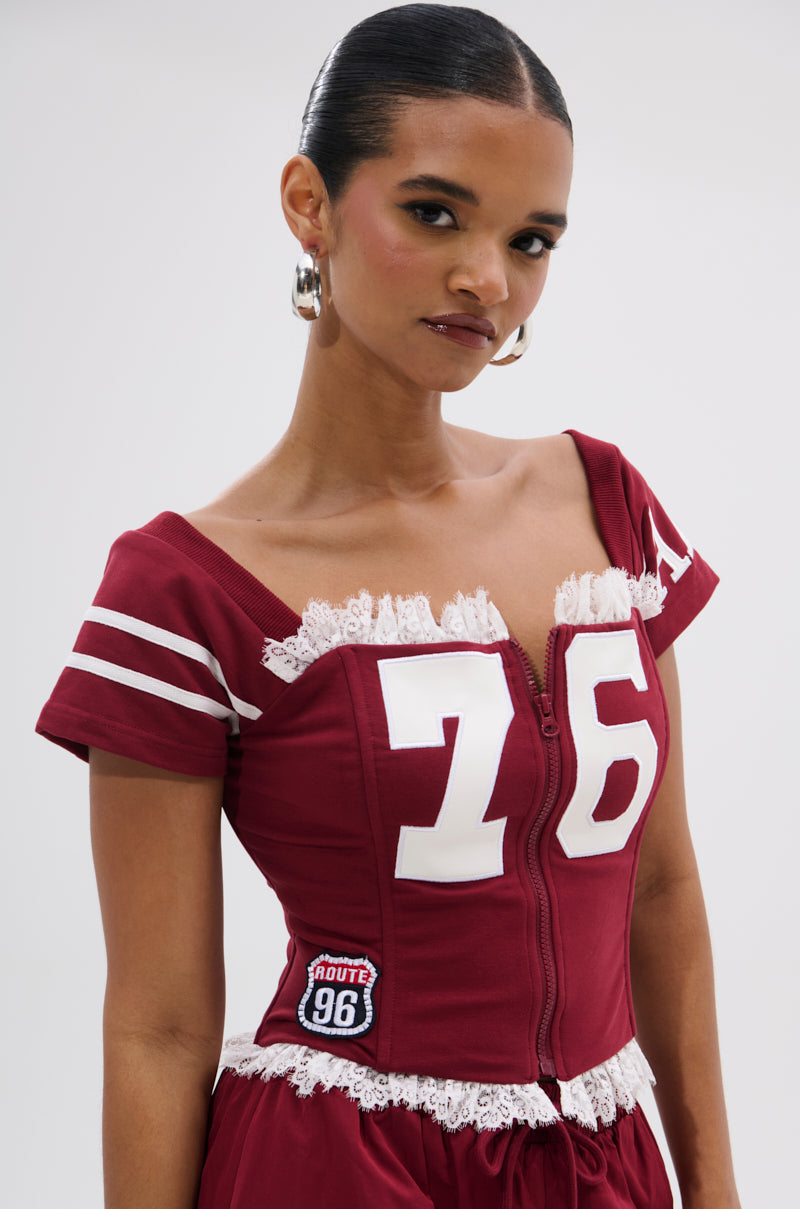 PLAY TIME IS OVER FRONT ZIP CORSET TOP