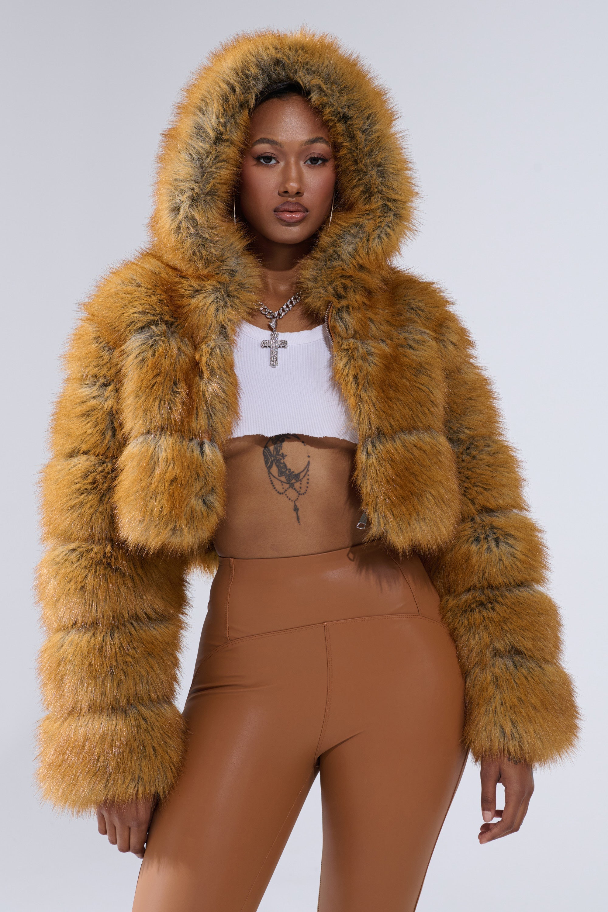 BREAK THE BANK HOODED FAUX FUR