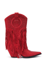 AZALEA WANG GREIA RED RHINESTONE COWBOY BOOTIE