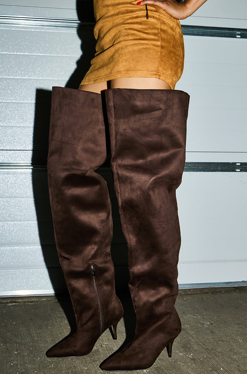 AZALEA WANG HALINA CHOCOLATE THIGH HIGH BOOT