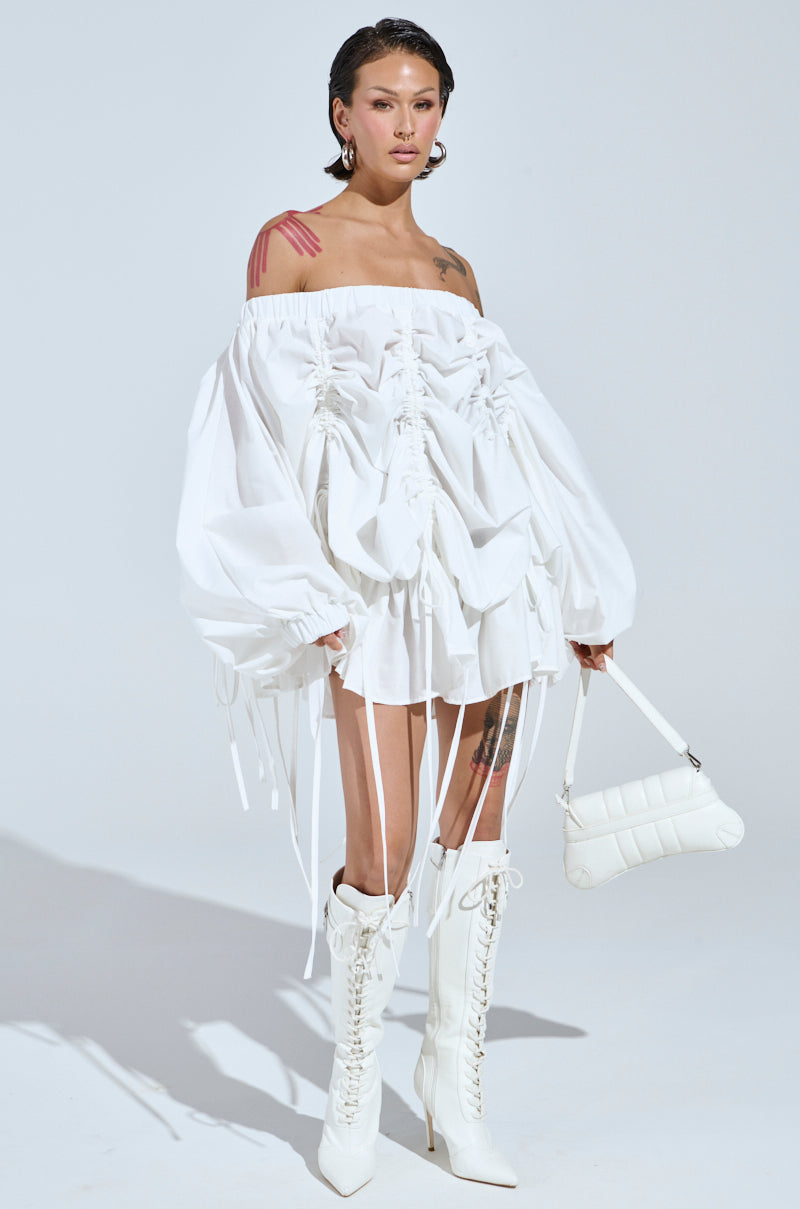 FREE AS CAN BE MINI DRESS IN WHITE