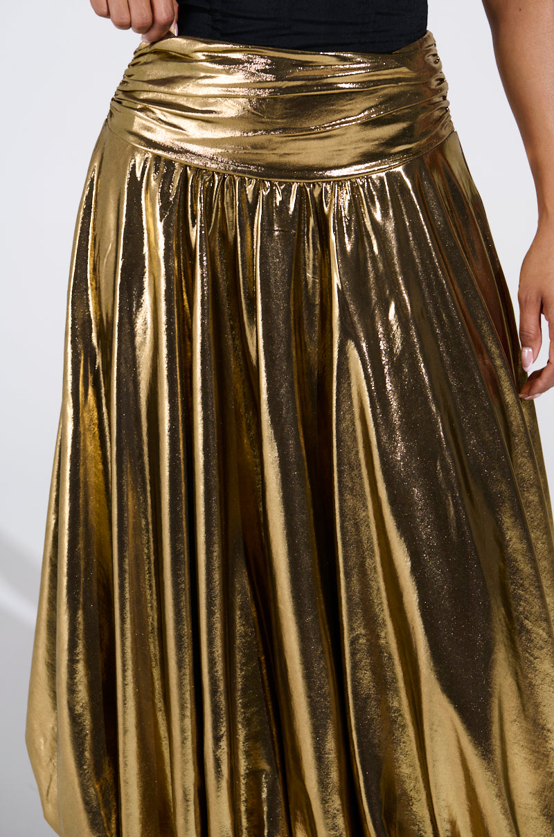 MONEY MAKER METALLIC MIDI SKIRT