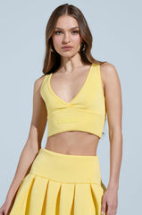 PAXTON SUPERLUXE SLEEVELESS LONGLINE BRALETTE IN YELLOW