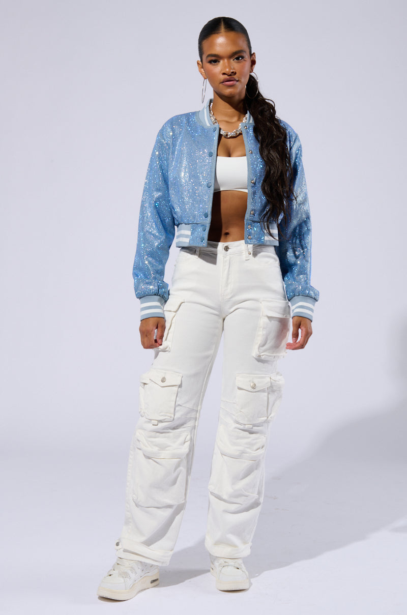 HARLEY EMBELLISHED DENIM BOMBER