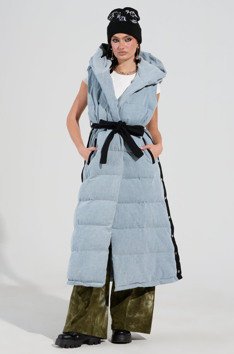 FALLON TEARAWAY VEST IN DENIM