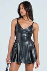 DONT TEXT PU MINI DRESS