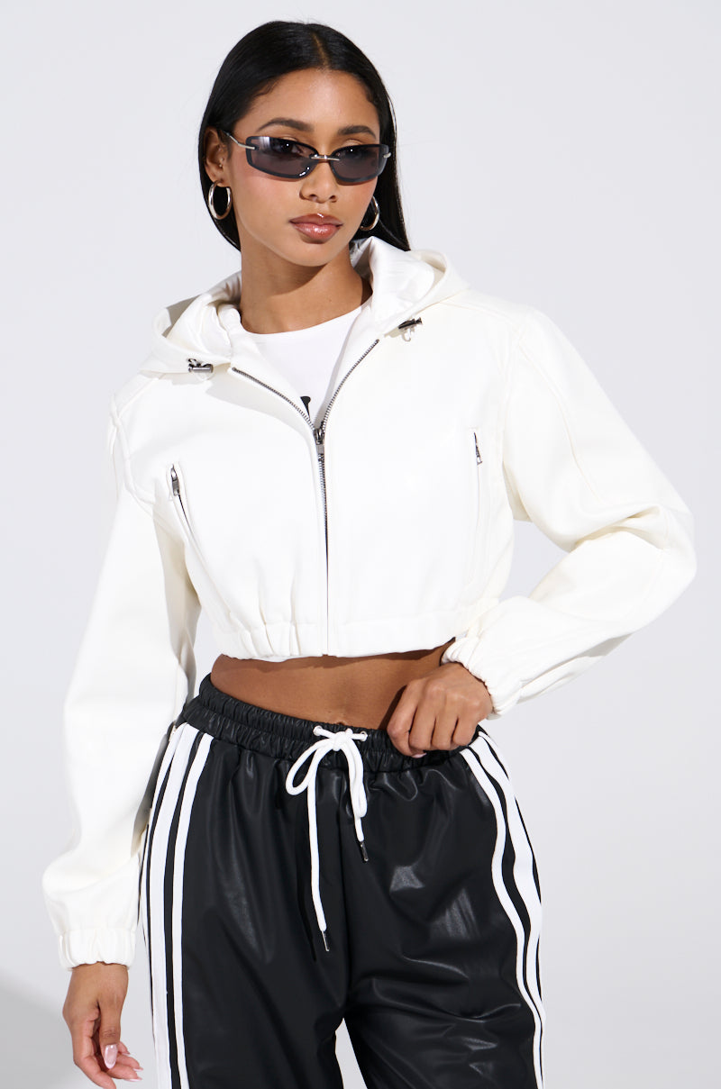 DEX HOODED BOMBER IN WHITE