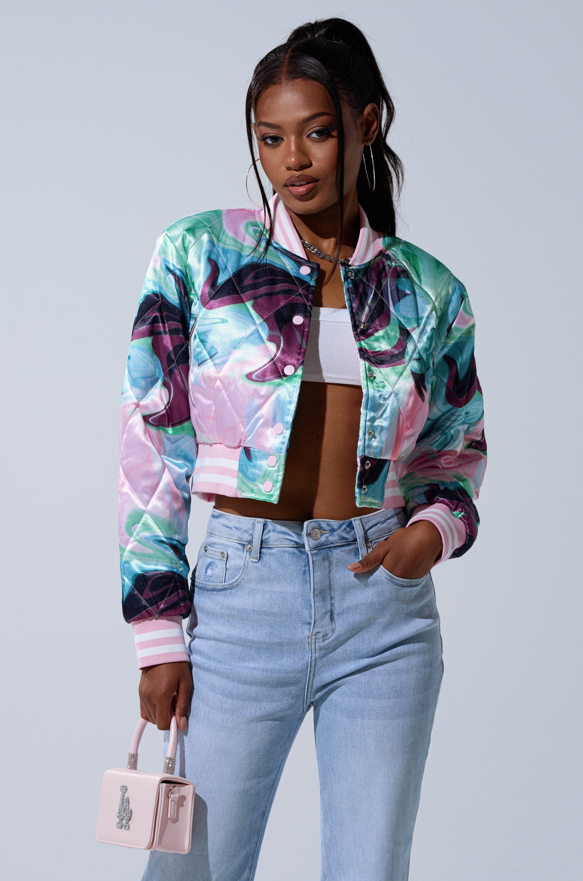 HEART TO HEART SATIN BOMBER