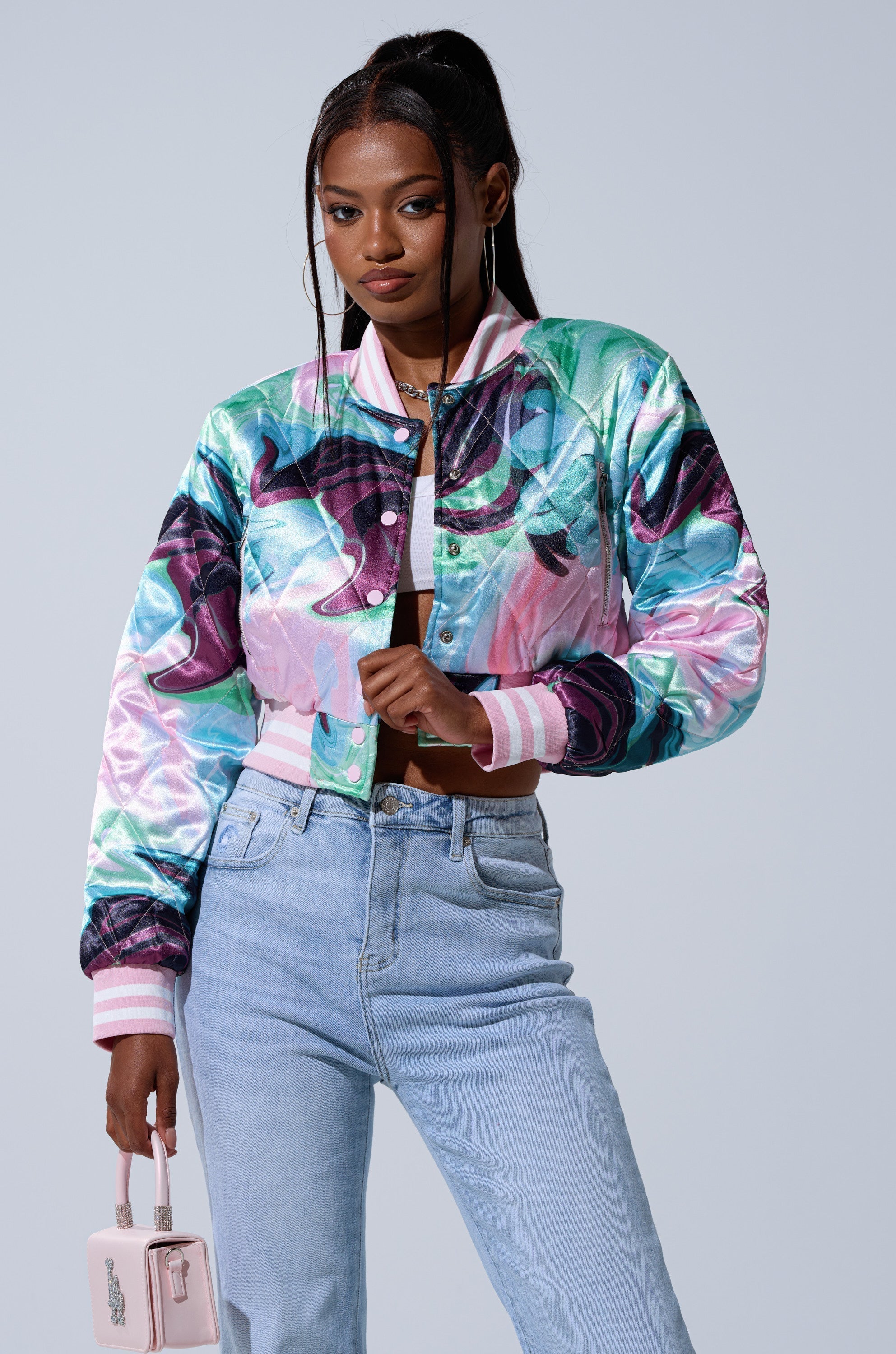 HEART TO HEART SATIN BOMBER