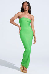 IF YOU'RE LUCKY METALLIC MAXI DRESS IN GREEN