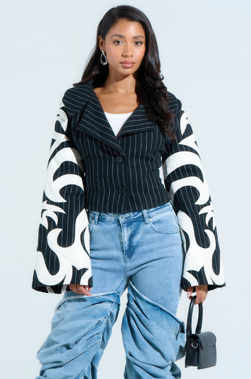 HEART ON FIRE EMBROIDERED BLAZER
