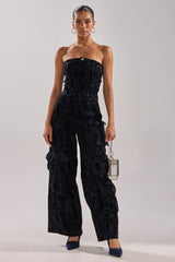 CAUGHT YOUR EYE VELVET DENIM JUMPSUIT IN SNAKEPRINT