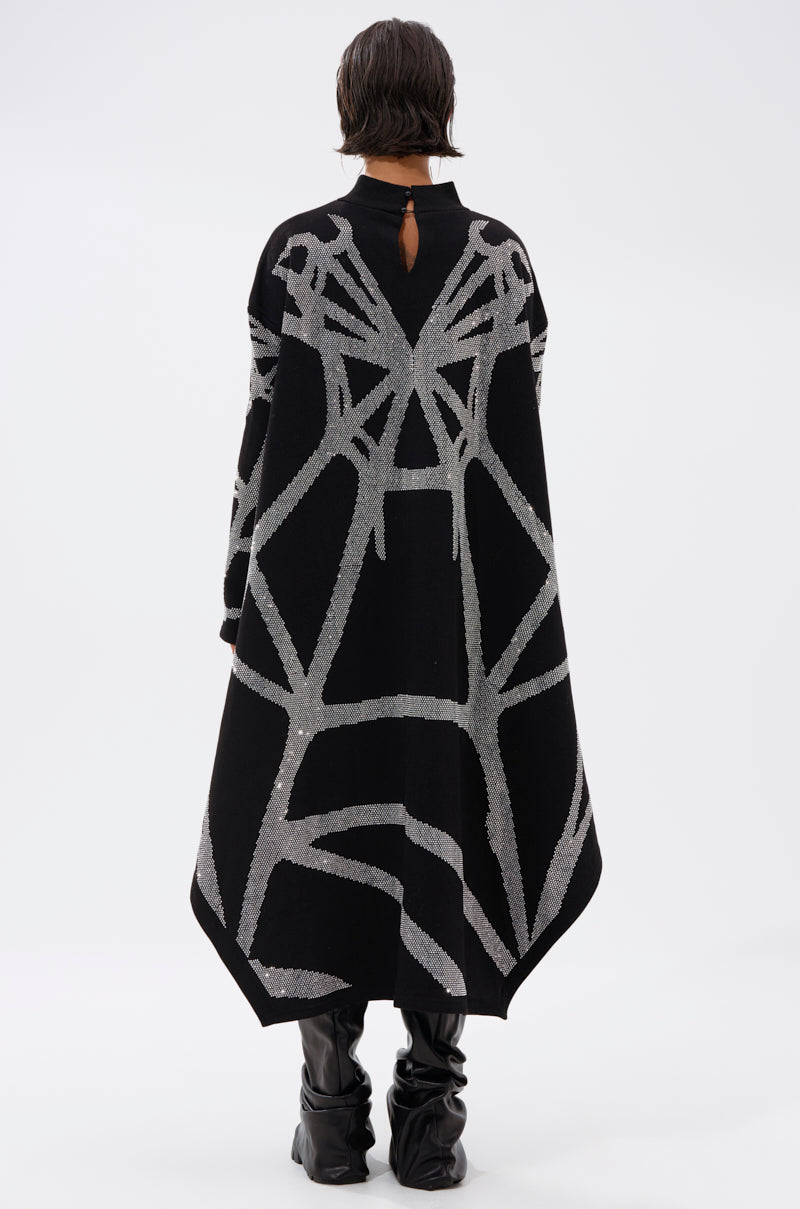 LANIE PRINTED RHINESTONE SWEATER DRESS