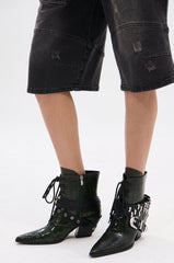 AZALEA WANG JAVELIN GREEN WESTERN BOOTIE