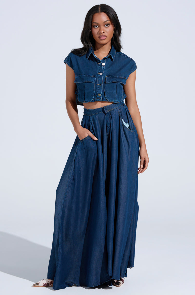 CARRIE ULTRA WIDE LEG DENIM TROUSER