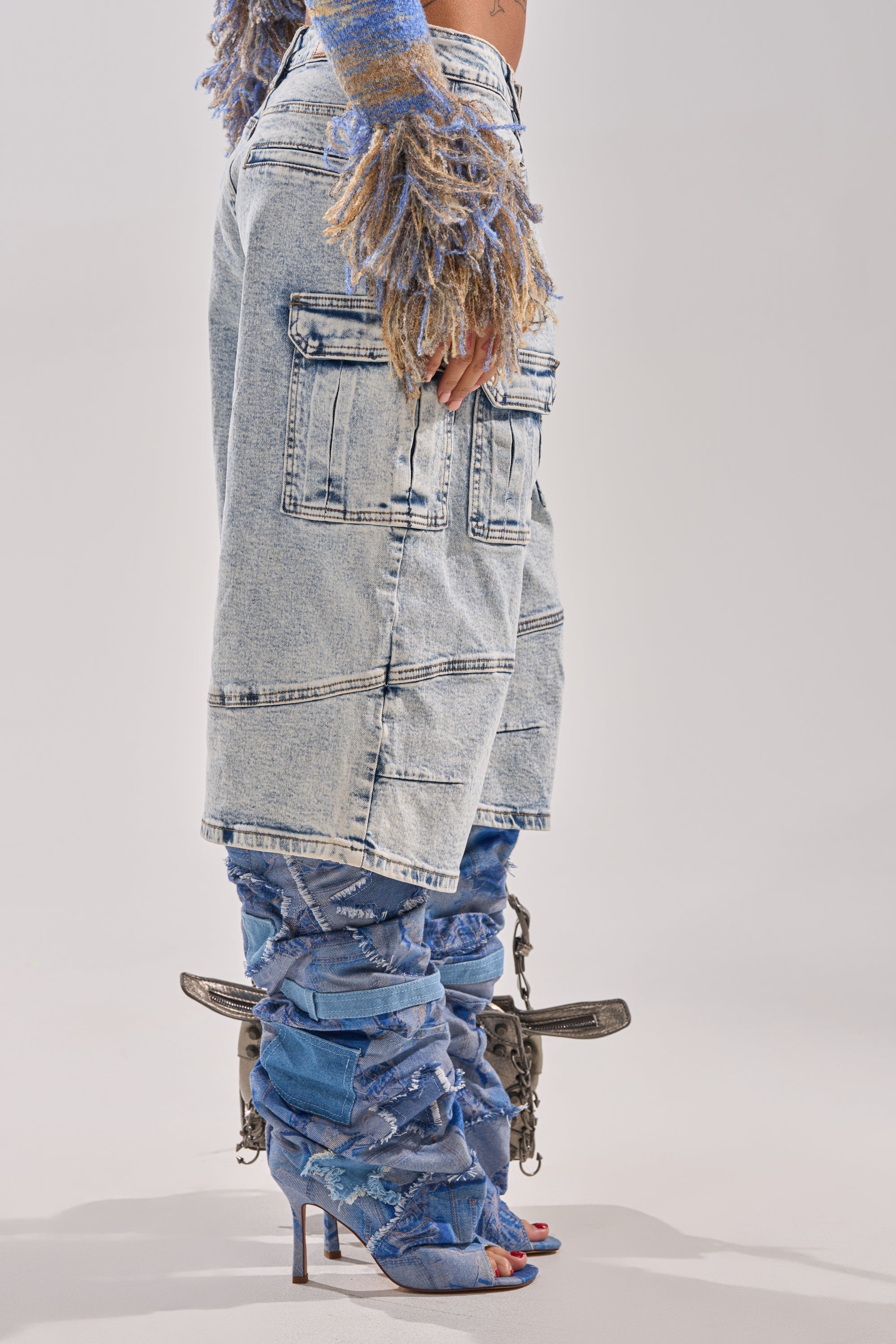 FORGET ME NOT DENIM CARGO BERMUDA SHORT