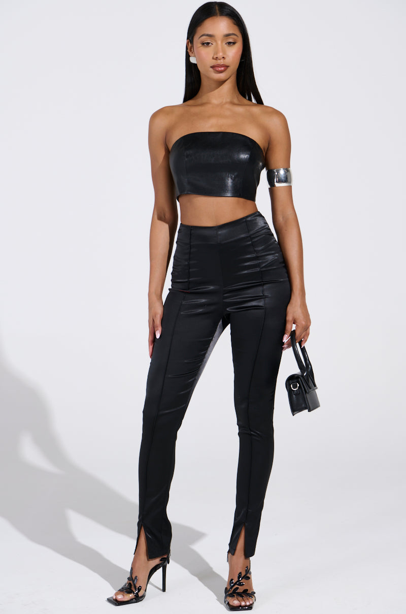 HIT THE LIGHTS SATIN SLIT LEGGING