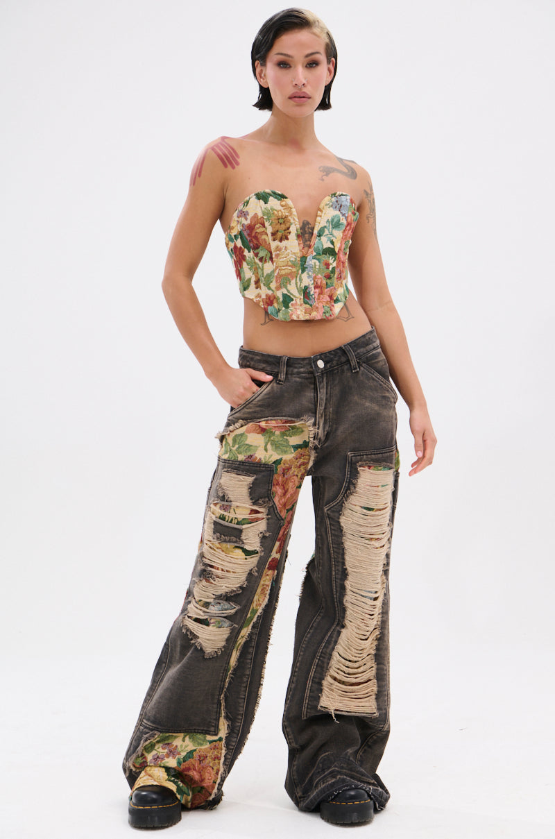 BRIGETTE DISTRESSED JACQUARD CORSET
