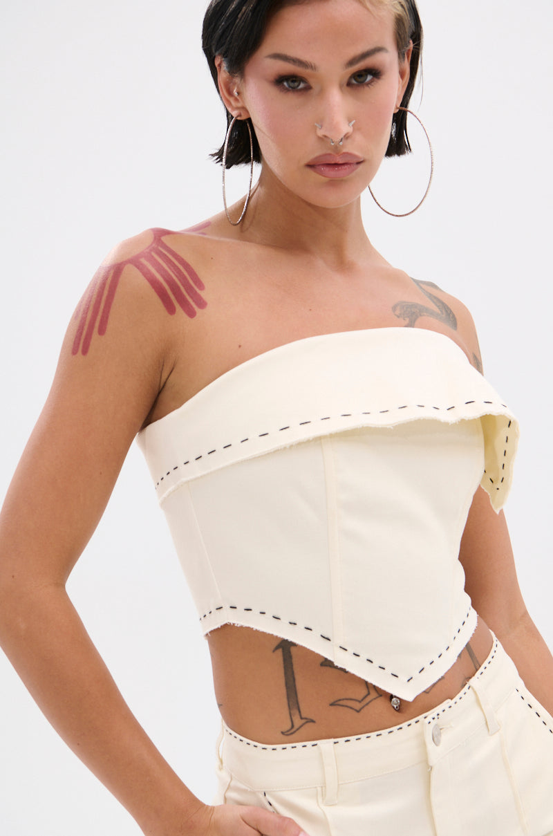 BREAK MY LOVE LINEN TUBE TOP