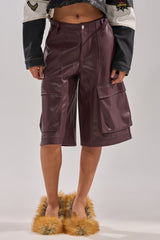 OVER DONE FAUX LEATHER BERMUDA SHORT