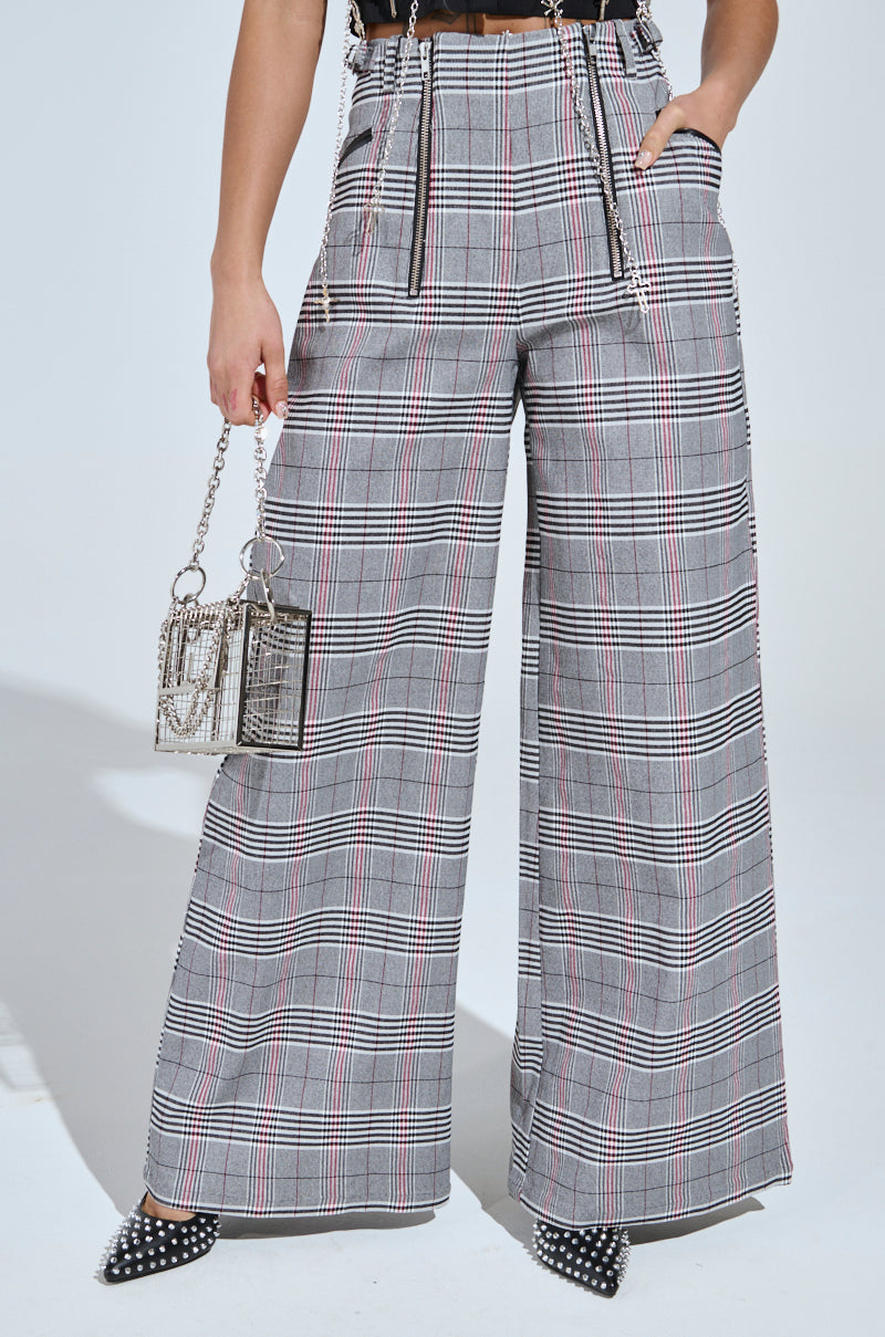 DARIA WIDE LEG PLAID PANT