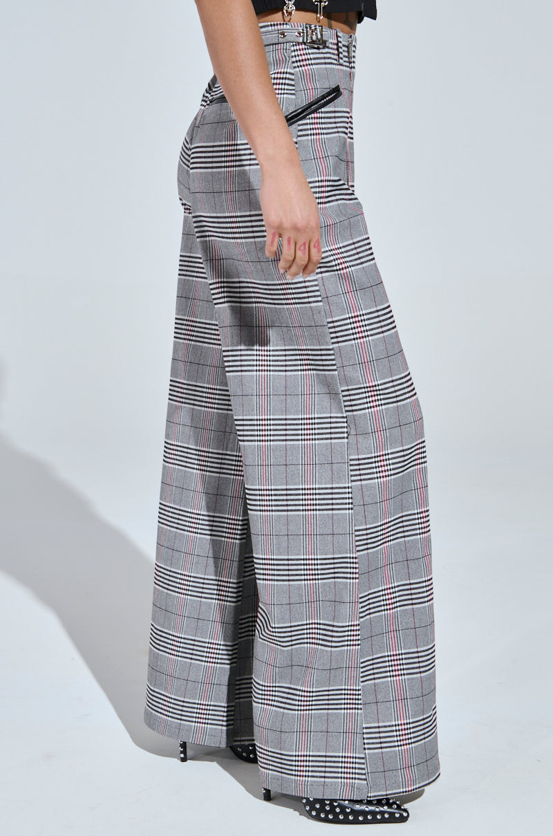 DARIA WIDE LEG PLAID PANT