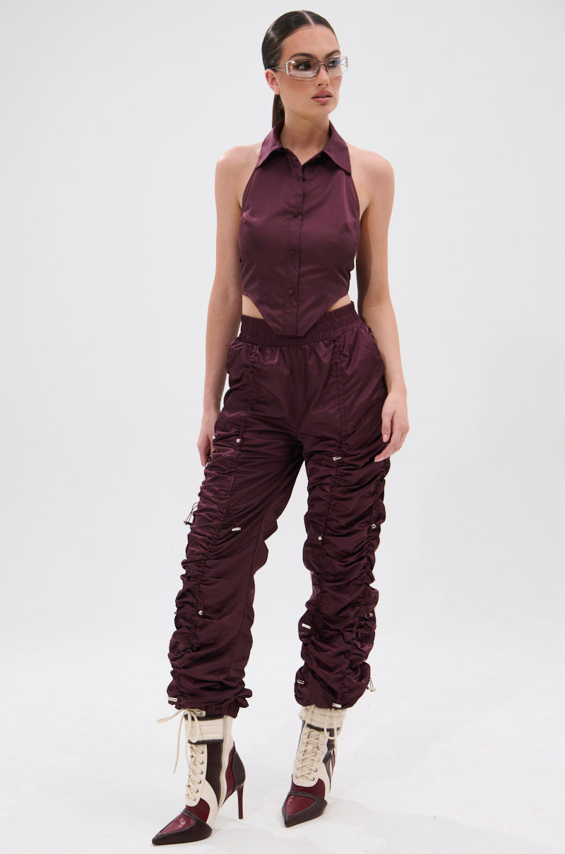 NO TIME FOR GAMES CROPPED HALTER TOP