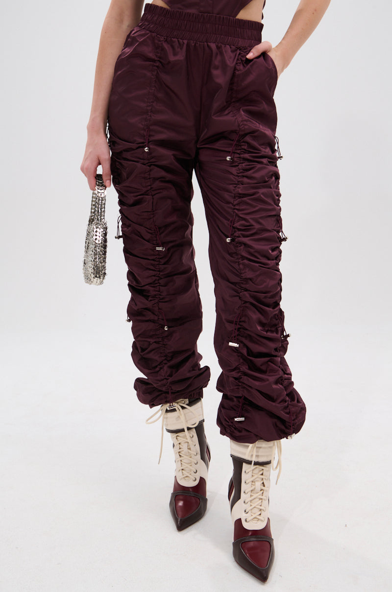NO TIME FOR GAMES RUCHED JOGGER PANTS