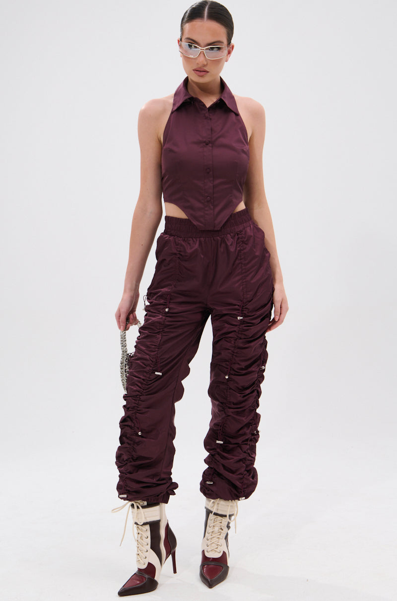 NO TIME FOR GAMES RUCHED JOGGER PANTS