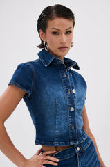 NEW CANADIAN TUX CROPPED SHORT SLEEVE BUTTON DOWN