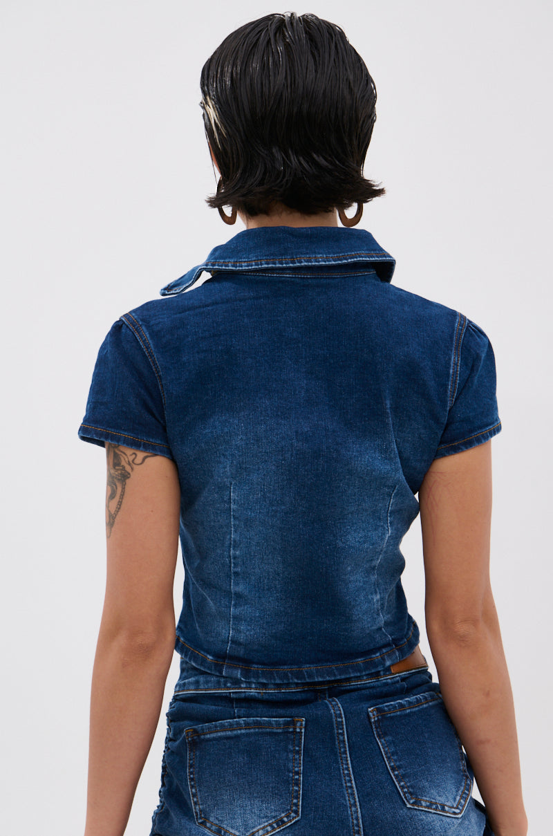 NEW CANADIAN TUX CROPPED SHORT SLEEVE BUTTON DOWN