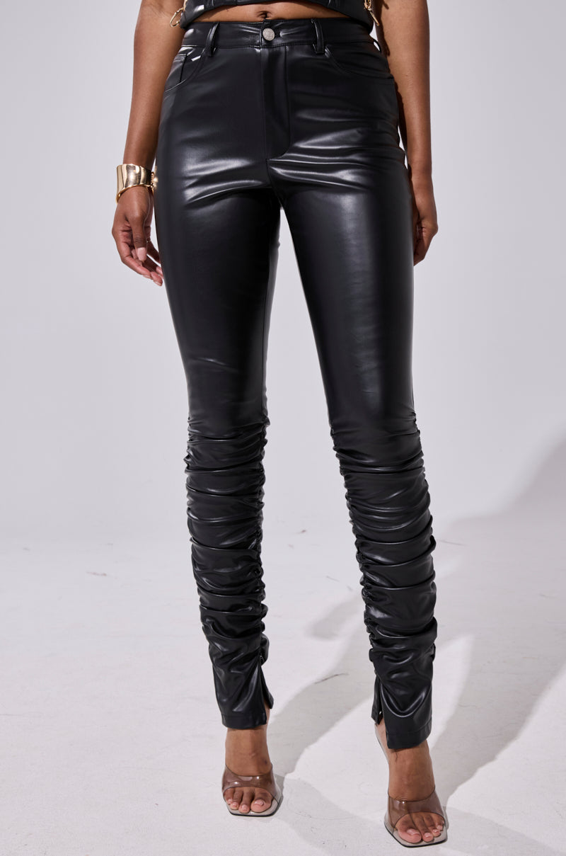 BADDIE STACKED FAUX LEATHER PANT