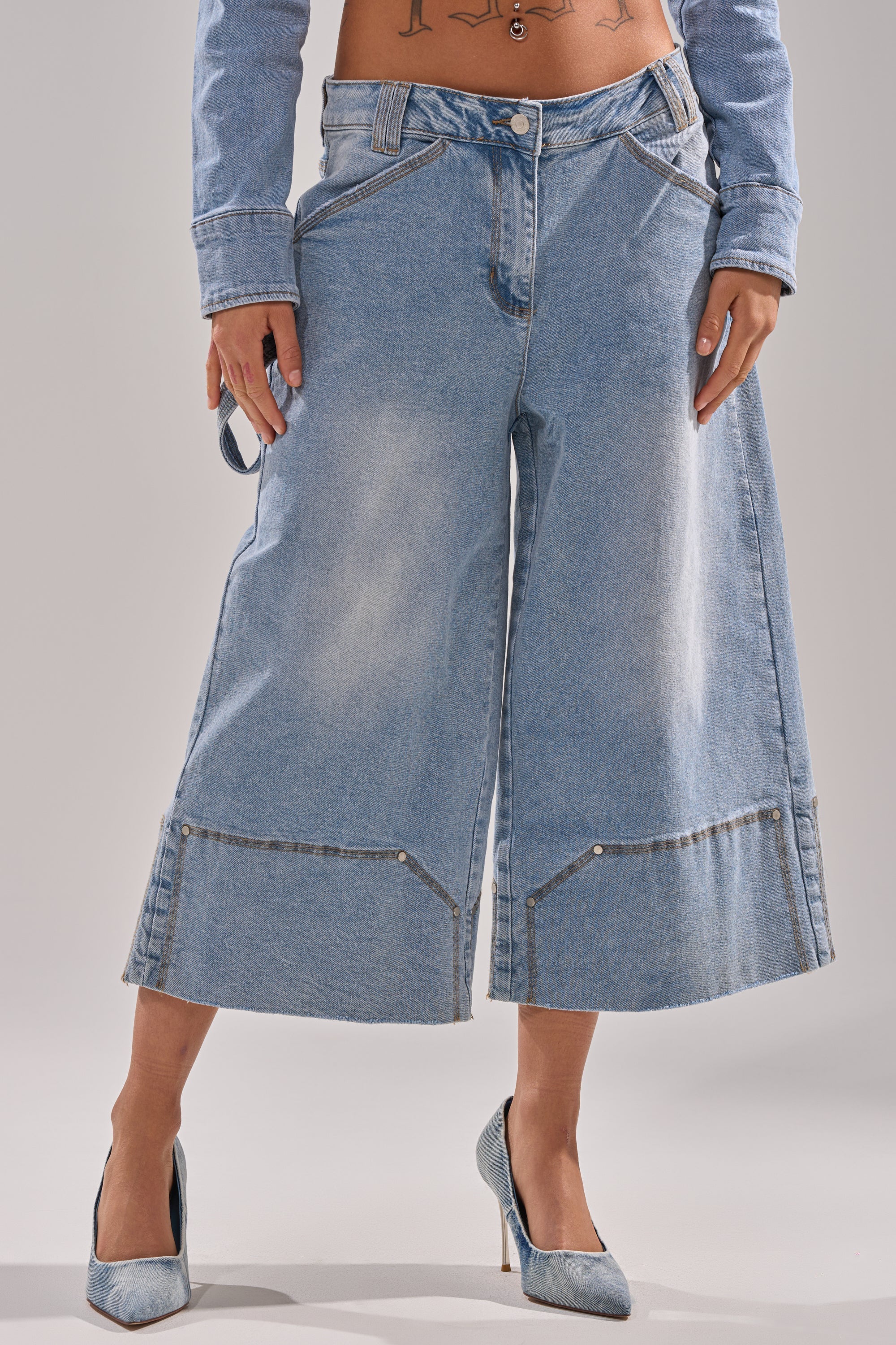 ROCK MY WORLD WIDE-LEG DENIM BERMUDA SHORTS