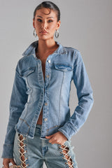 ROCK MY WORLD DENIM BUTTON DOWN
