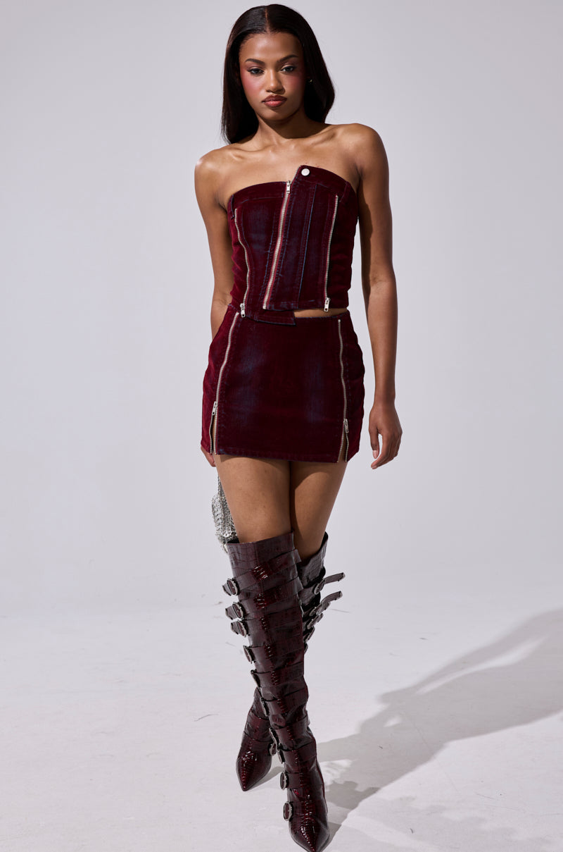 FOLD OVER ZIP MINI SKIRT