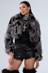 AUSTIN CROPPED FAUX FUR IN GREY