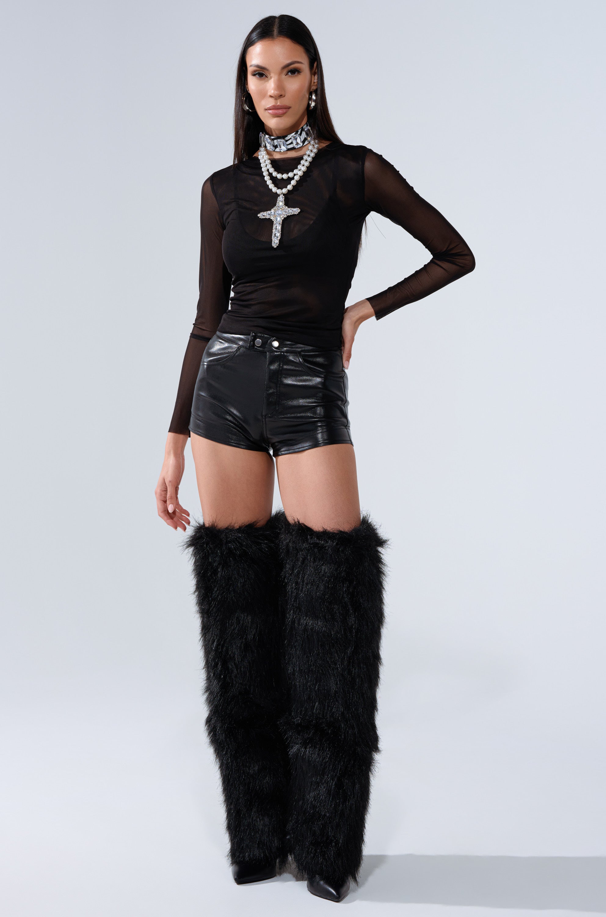 PAXTON DOUBLE LINED MESH LONG SLEEVE TOP