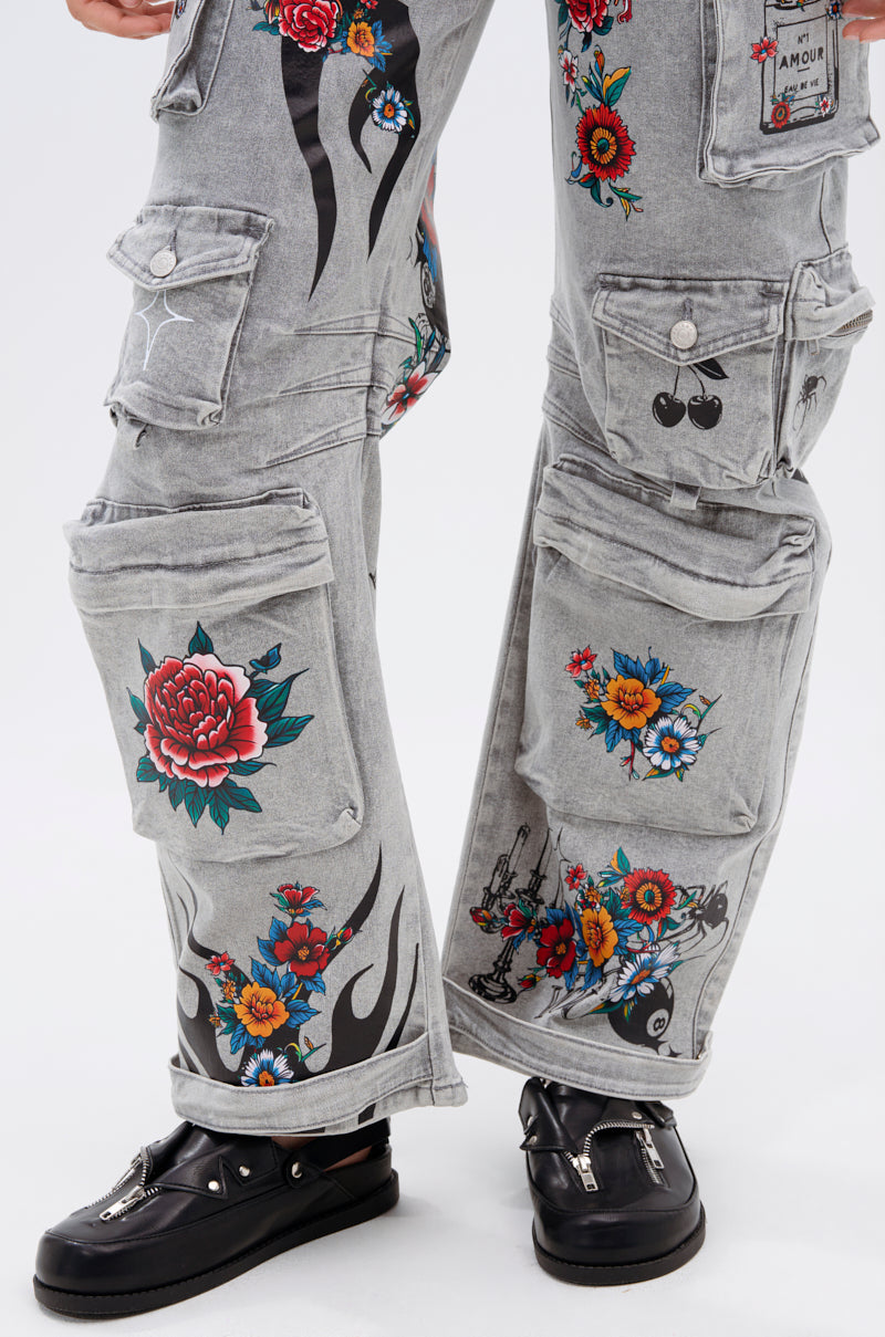 ARBOREAL DENIM CARGO PANTS