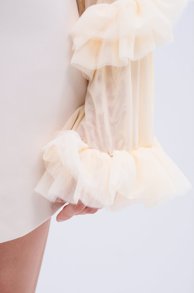 LIVING OVER THE TOP RUFFLE SLEEVE BLAZER MINI DRESS
