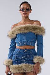 FLUFFY OFF THE SHOULDER LONG SLEEVE TOP