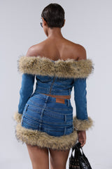 FLUFFY OFF THE SHOULDER LONG SLEEVE TOP